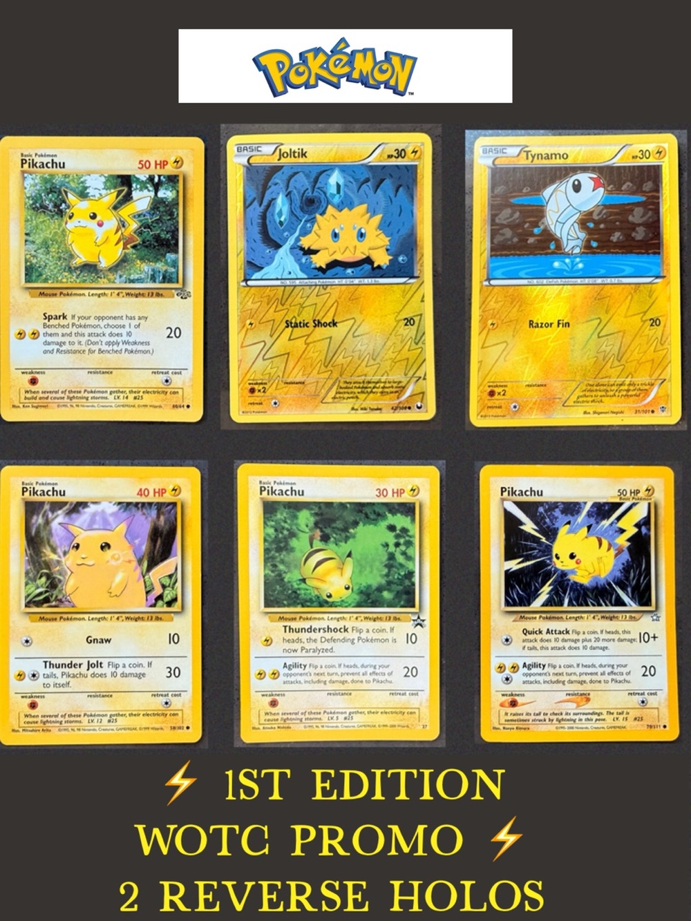 ⚡ VINTAGE POKÉMON PIKACHU & LIGHTNING 12-CARD LOT ⚡